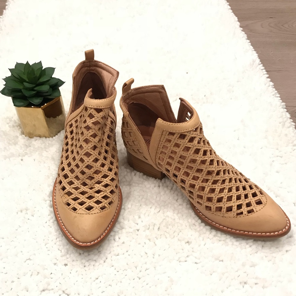 Jeffrey Campbell Taggart Open Weave Tan Booties - Picture 2 of 8